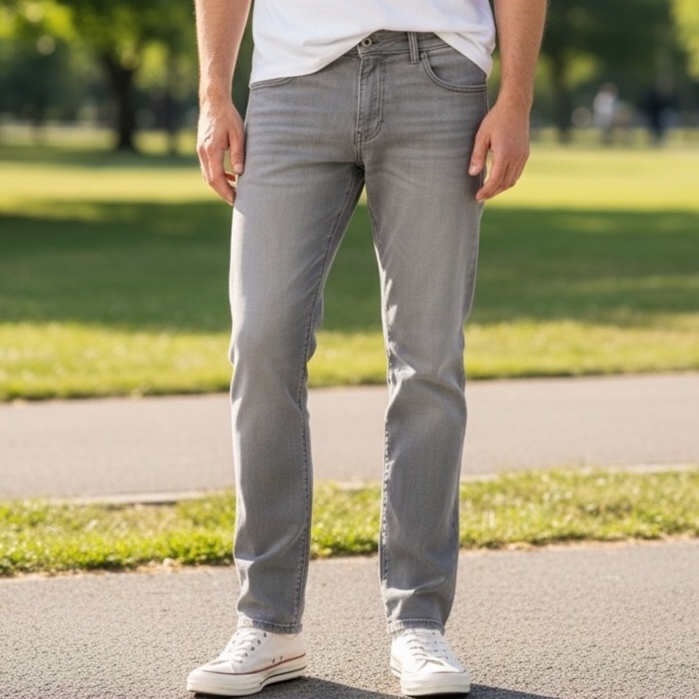 Hudson Blake Slim Straight Grey Jeans Mens 32 Grey Wash Denim Pants